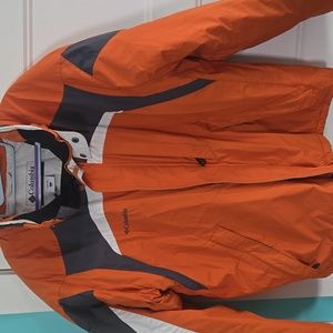 Vintage Columbia Jacket Orange White Gray Zip-Up Interior Exterior Pockets